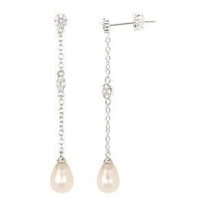 Adornia White Rhodium Swarovski Crystal Accented & 7mm Freshwater